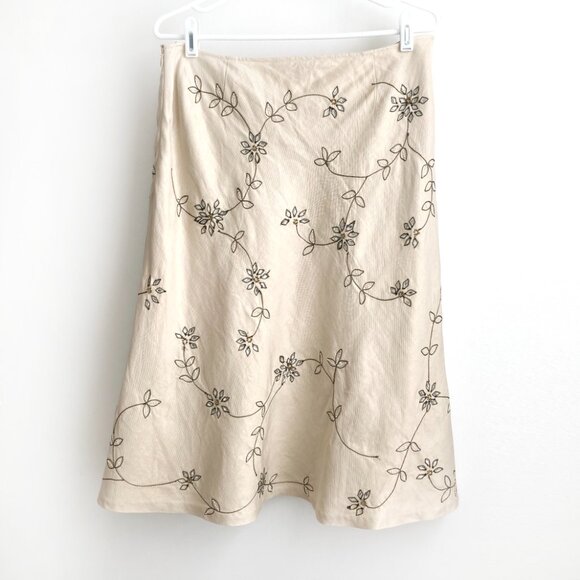 Lafayette 148 Linen & Silk Beaded Skirt - Picture 2 of 10